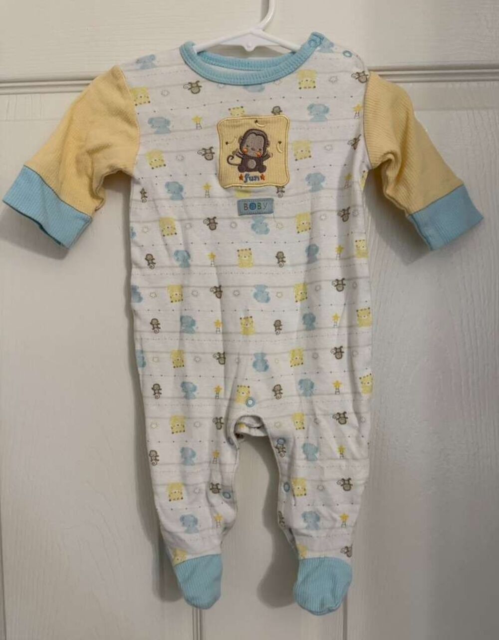 Rene Rofe Baby Footed Sleeper 0-3 M Monkey Animal Print One Piece Pajamas